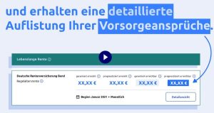 Auch bereits garantierte Ansprüche werden ausgewiesen. Quelle: Screenshot Erklärvideo Rentenuebersicht.de