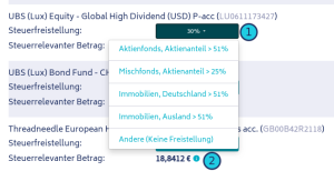 Anpassen der Teilfreistellungen