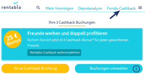 Cashback Buchungen verwalten