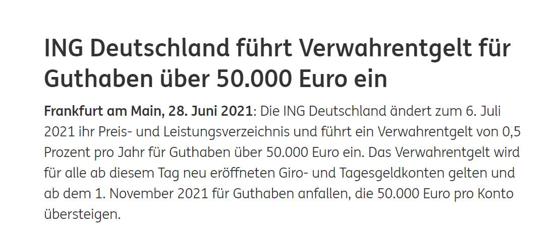 Schock für Kunden der ING (Diba): Die Bank kassiert bereits ab Juli Negativzinsen. Über 700.000 Kunden sind betroffen.