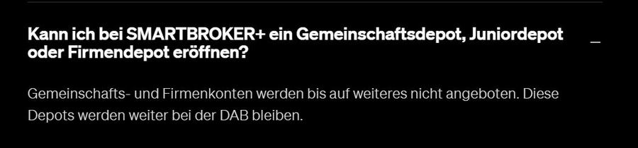 Kunden werden darauf hingewiesen, dass Gemeinschafsdepots und Firmendepots bei der DAB bleiben.